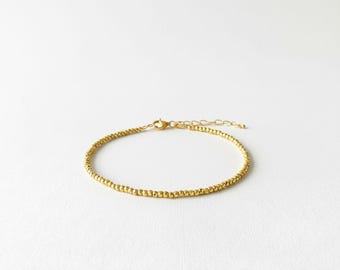 Pure 24k Solid Gold Bead ball Bracelet, Lobster Clasp,  AU999