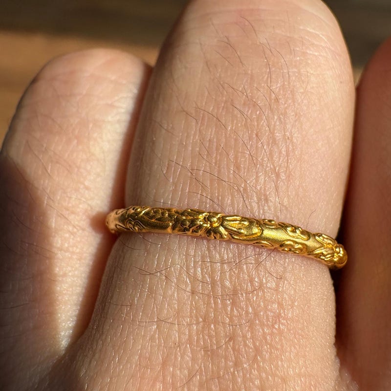Wide Gold Stackable Rings 22k Gold Couple Rings - Etsy