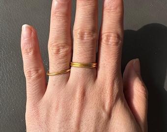 Minimalist 24k Solid Gold Stacking Ring, 1.5mm Hard Gold AU999