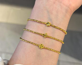 Pure 24k Solid Gold Bead ball Butterfly，Star，Four Leaf Clover  Bracelet, AU999