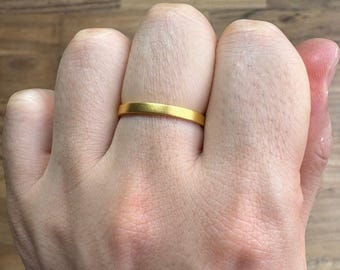 Pure 24K Solid Gold Ring, Wedding Band, AU999 (Lightweight, Durable)
