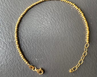 Pure 24k Solid Gold Bead ball Bracelet, Lobster Clasp,  AU999