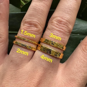 24K Solid Gold Cracked Ice Ring, AU999 Stacking Band