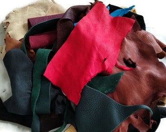 1 pound Deer skin remnants/leather/assorted colors/small-medium sizes