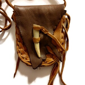 Antler tip medicine bag/small pouch/leather bag/deer skin/