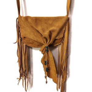 Deerskin leather bag. Everyday wear.  boho style, hippie chic.