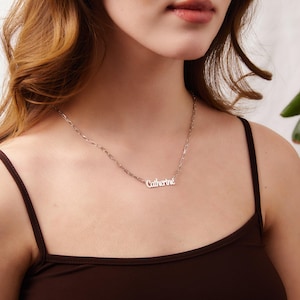 Custom Paperclip Chain Name Necklace, Personalized Nameplate Gold Pendant, Dainty Name Jewelry, Handmade Gold Pendant, Anniversary Gift