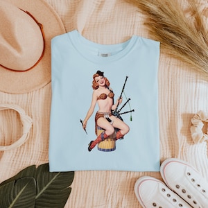 Pinup Girl Tshirt, Vintage Retro Graphic Tee, Rockabilly Clothing, Women&#39;s Pin-Up Shirt, 1950s Fashion Top, Retro Pin Up Apparel