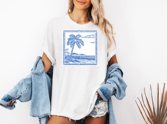 Tropical Paradise Postage Stamp T-shirt, Hawaiian Vacation Tee, Exotic Island Apparel, Beach Lover Gift, Summer Graphic Shirt
