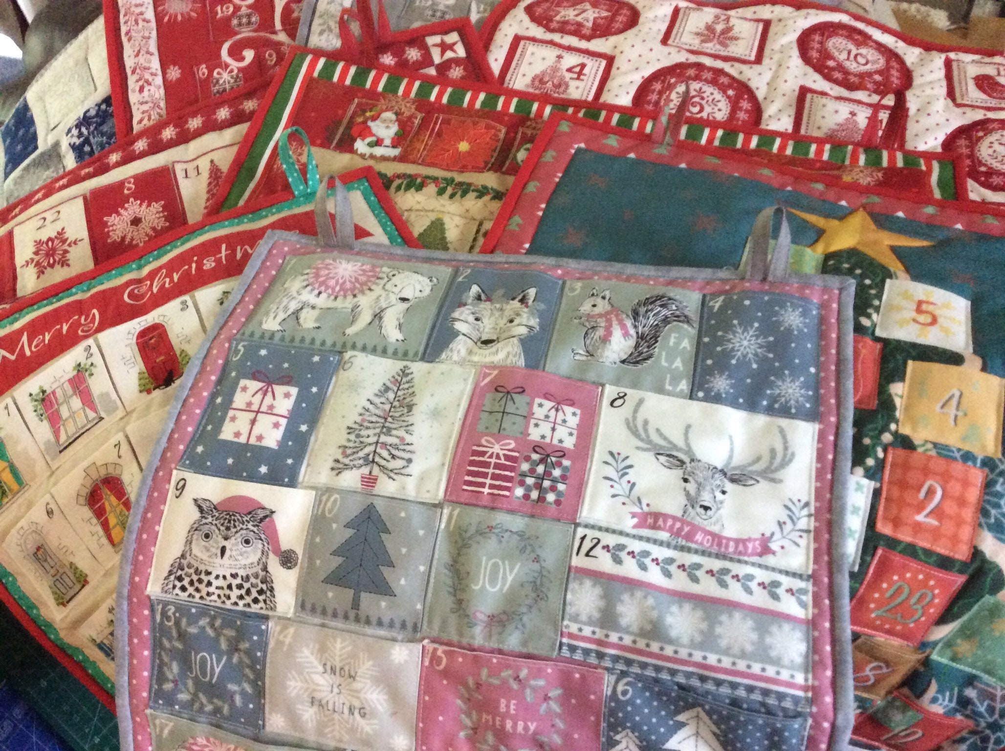 Christmas advent calendar fabric Christmas wall hanging Etsy