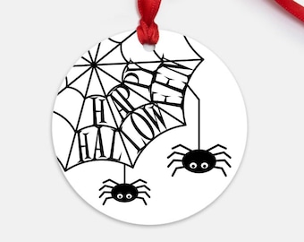 Black and White Halloween Spider Web Ornament - great for a Halloween Tree