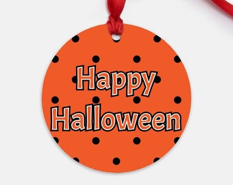 Happy Halloween Polka Dot Ornament - great for a Halloween Tree