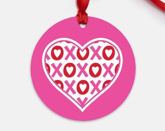 Valentine's Day Ornament, Valentines Day Tree Ornament, XOXO Heart Ornament, Valentine's Gift, Valentine's Gift for Kids, Valentine's Decor