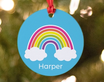 Personalized Rainbow Christmas Tree Ornament