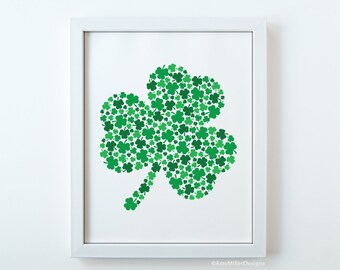 Clover Art Print, Shamrock Art Print, St.Patrick's Day Art Print, St.Patrick's Gifts, Irish Decor, St. Patrick's Day Decoration, Clovers