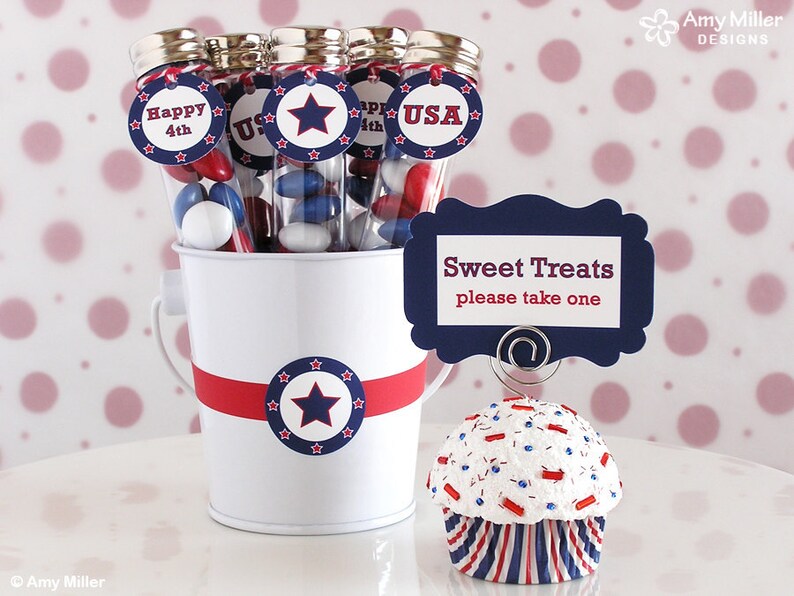4th of July Decor 4th of July Tree 4th of July Ornaments Red White and Blue Decor 4th of July Tiered Tray Decor Mini Cupcake Decor