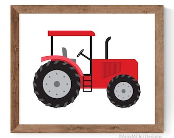 Red Tractor Nursery Print, Tractor Design, Tractor Artwork, Boys Nursery Art, Farming Prints, Farm Decor, Kids Tractor Print, Tractor