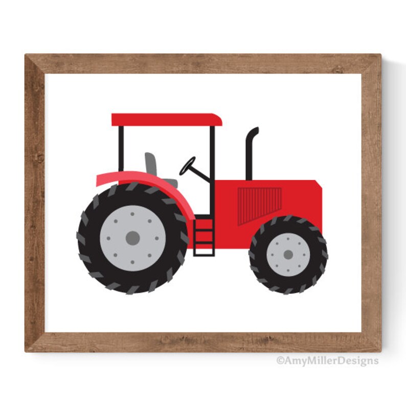 Red Tractor Nursery Print Tractor Design Tractor Artwork Etsy