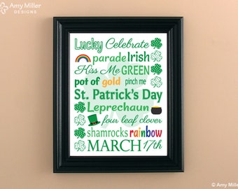 St.Patrick's Day Art Print, St.Patrick's Day Decor, St.Patrick's Gifts, Irish Decor, Shamrocks, St. Patrick's Day Decoration, 4 leaf Clovers