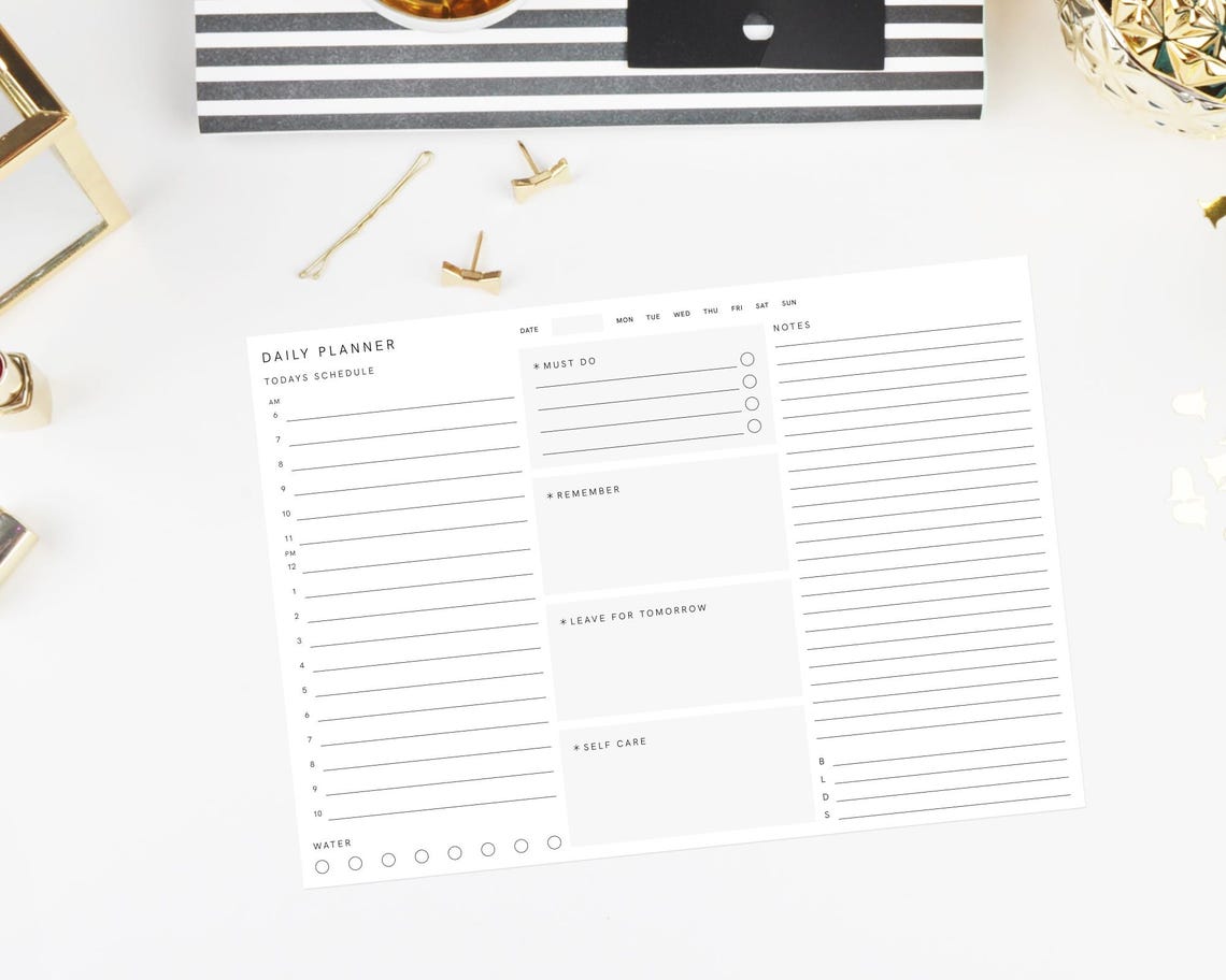 A4 Daily Planner Printable to Do List White Minimal Organiser Template ...