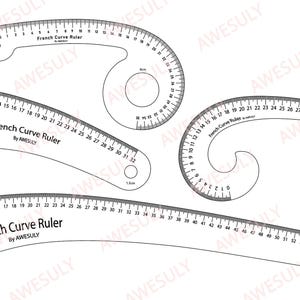 Adobe Illustrator French Curve Ruler Set | Digital and Printable Tools for Fashion Design and Sewing Patterns (AI + SVG + PDF)