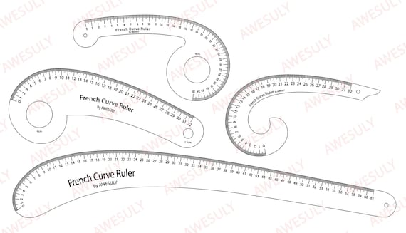 Digital/Printable French Curve Ruler Set: Fashion Design Tools (AI+SVG+PDF)
