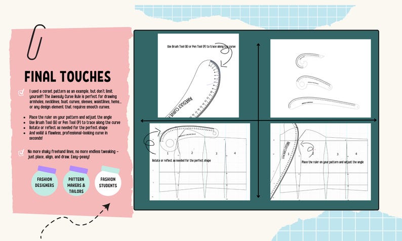 Digital/Printable French Curve Ruler Set: Fashion Design Tools (AI+SVG+PDF) image 3