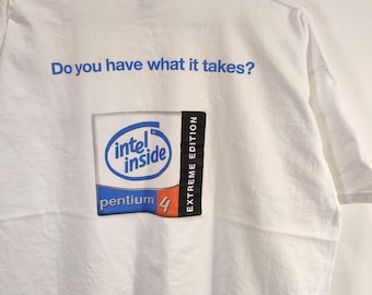 ubrania vintage koszulka IT z lat 90. Intel Pentium 4 biała XL