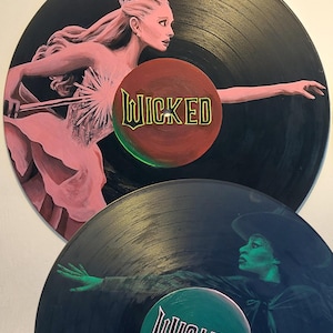 Wicked - Glinda/Elphaba Double vinyl record paintings
