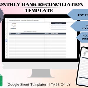 Monthly Bank Reconciliation Template - Editable Google Sheets ...