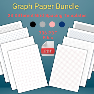 Pacote de papel quadriculado, papel quadriculado para impressão, papel quadriculado, ponto cruz, modelo digital para notoriedade, A4, A5, carta, download em PDF