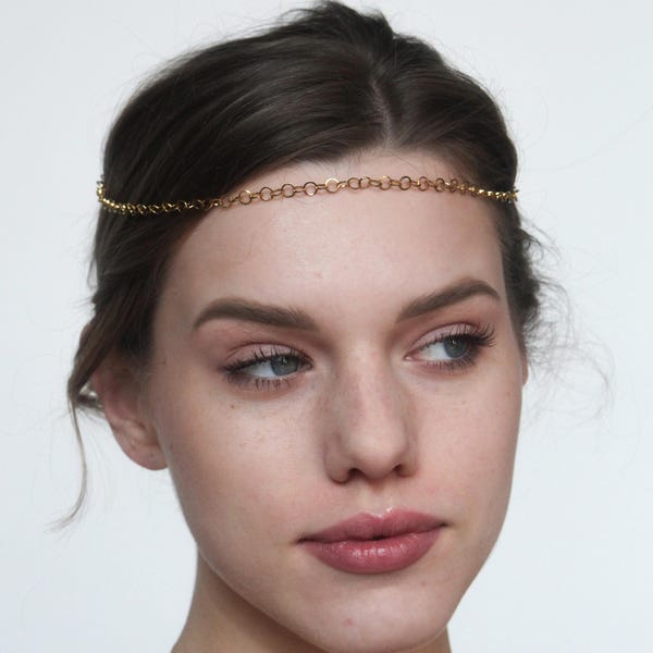 Gold or Silver Head Chain, Minimalist Boho Hair Jewelry for Women, Delicate Forehead Chain, Wedding, Festival & Everyday Hair Accessory