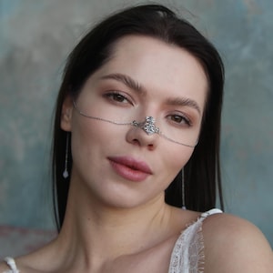 Face Chain Jewelry Nose to Ear, Drape Nose Chain for Women, Statement Festival Nose Accessory, Dainty Chain Face Jewelry, Gift for Bestie
