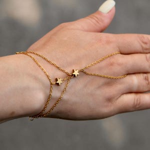 Gold or Silver Hand Chain with Charms, Bohemian Slave Bracelet for Women, Boho Hand Harness, Festival Jewelry, Beach Wedding Accessory