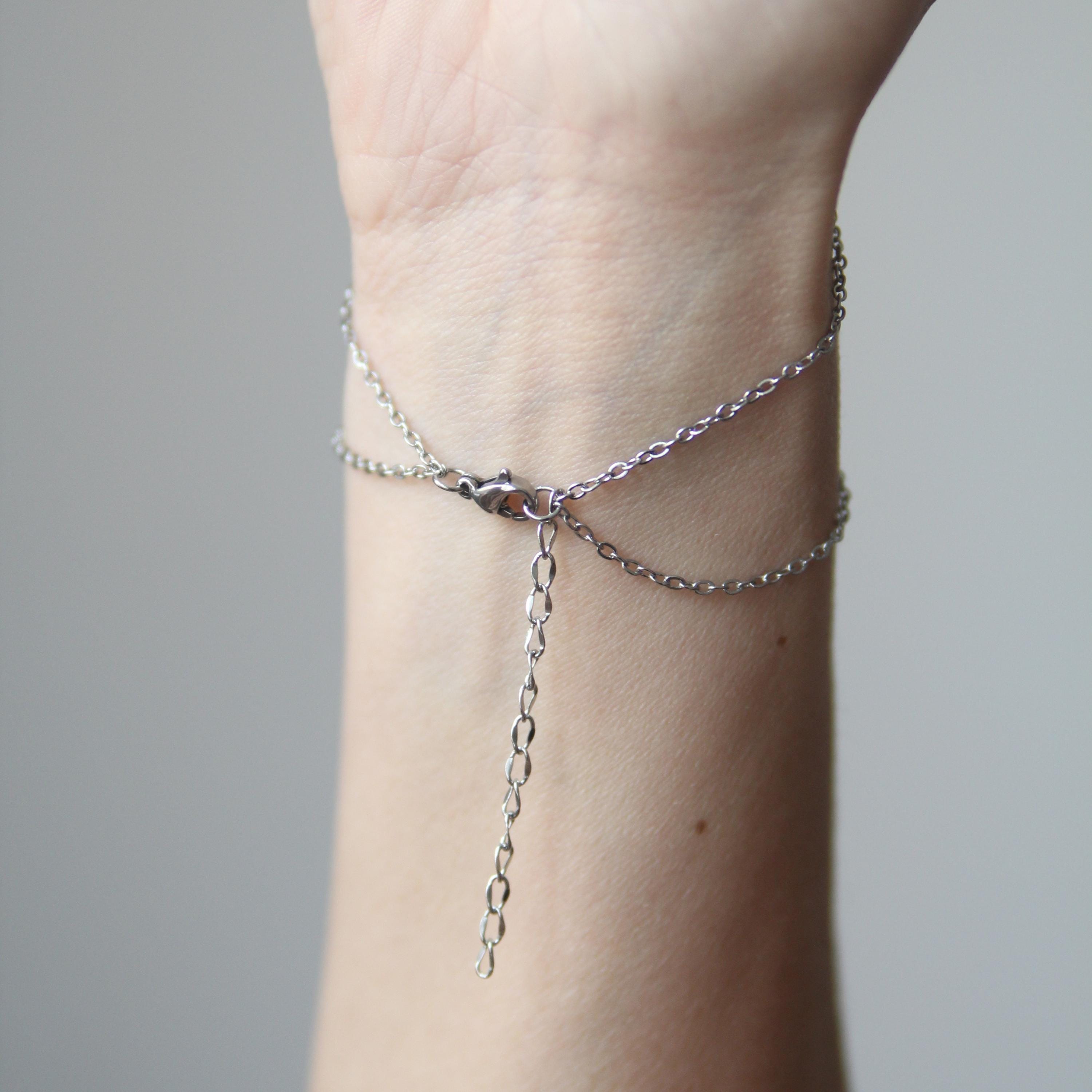 Boho Bracciale A Catena Con Cristalli E Cuore - Dainty Gioiello Regolabile Per Donna, Ragazza, Amica