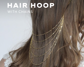 レディース用ボヘミアンチェーンヘアヘッドバンド、フェスティバル、結婚式、パーティーアクセサリー、エレガントなヘアデコレーション、彼女へのヘアバンドギフトにドレープヘアジュエリー