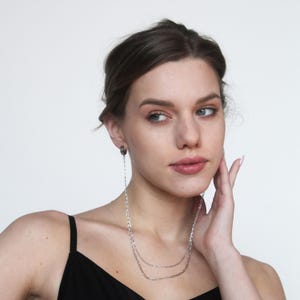 Extra Long Chain Hoop Earrings, Statement Dangle Hoops, Grunge Street Rave Jewelry, Bold Linked Drop Earrings, Edgy Party Accessory