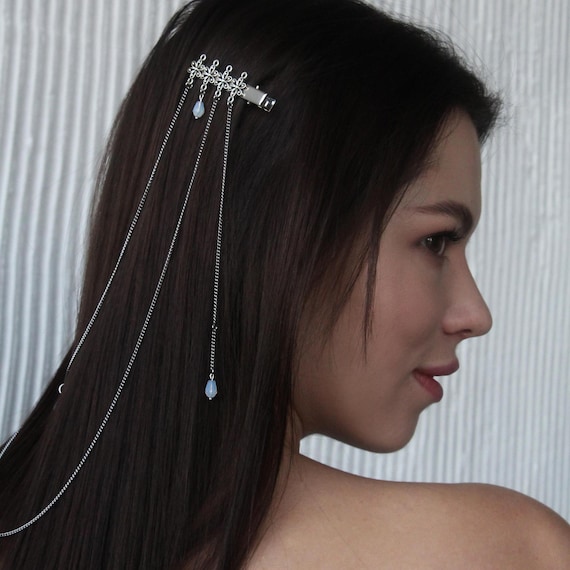 Trending! New Silver Pearl Hair Chain Hair Clip Wedding Festival Boho (4002) Amazon.com: Sakytal Boho Headpiece Silver Coins Head Chain  main image 4