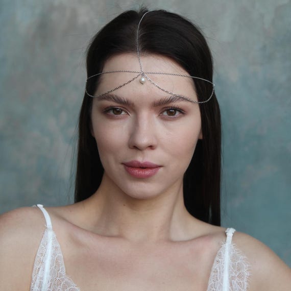 Freshwater Pearl Head Chain, Stainless Steel Bridal  display picture 3