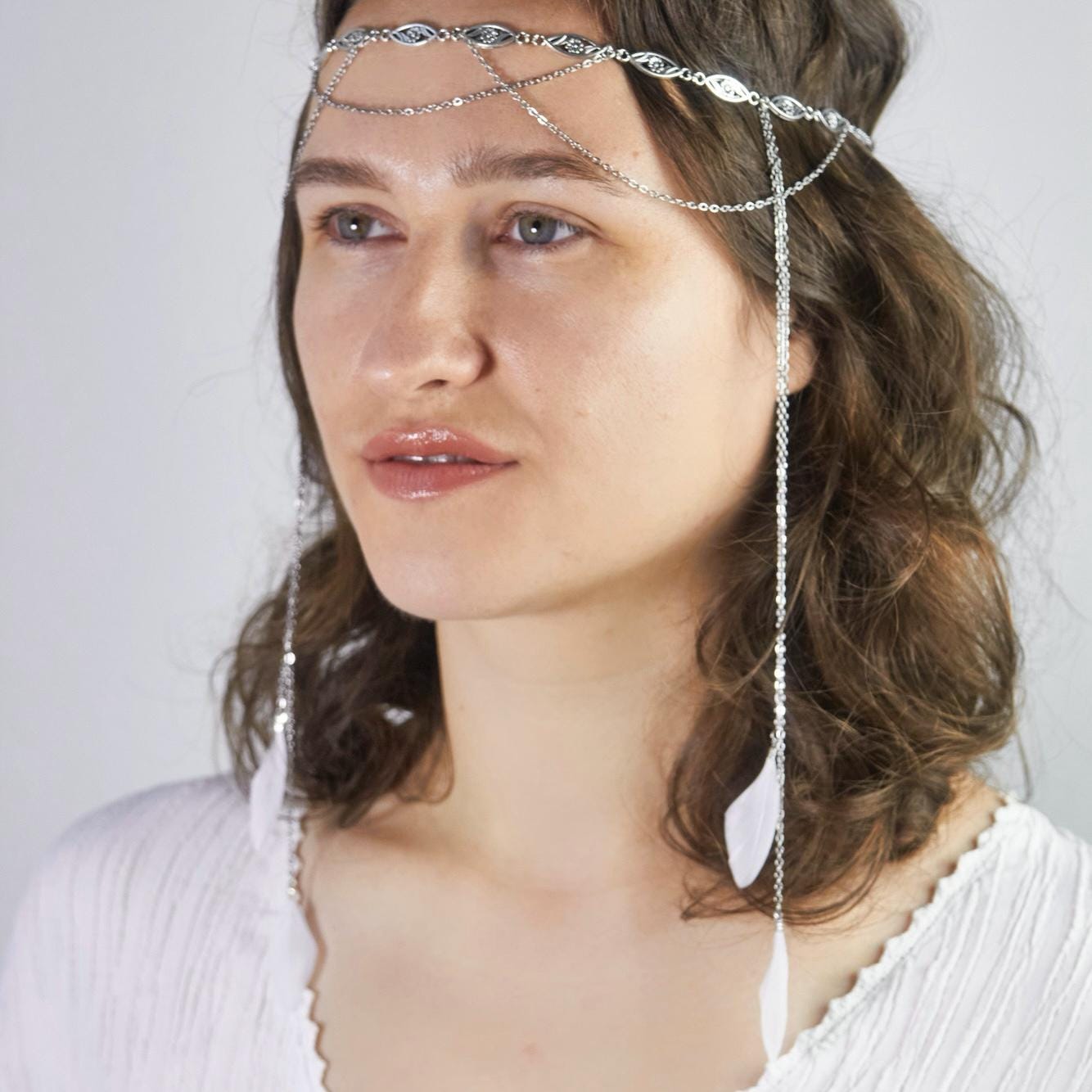 Silver Head Chain Forehead Jewelry Boho Festival Hair Headpiece Boho Moon Head Chain Charm Vintage Hair Jewelry | Festival  main image 4