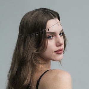 Boho Maang Tikka with Dangling Coins, Elegant Forehead Jewelry, Wedding Hair Accessory for Bride, Bridesmaid, Festival Headpiece