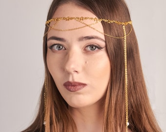 Kette für Frauen, silber Boho Haarschmuck, Kopfschmuck für Hochzeiten, Festivals, Cosplay oder Renaissance Messen, Geschenk für Sie