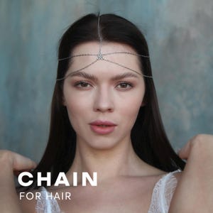 Heart Forehead Chain Headpiece, Boho Hair Jewelry with Dangling Chains, Festival Tikka Head Chain for Women, Y2K or Party Hair Accessory
