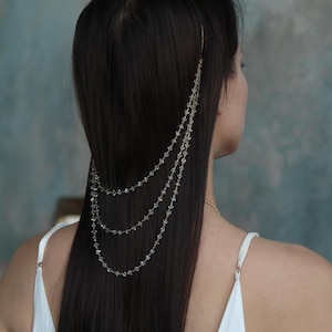 Delicate Crystal Chain Headpiece, Drape Metal Headband with Sparkling Crystal, Elegant Hair Jewelry for Bridal, Festival & Special Events