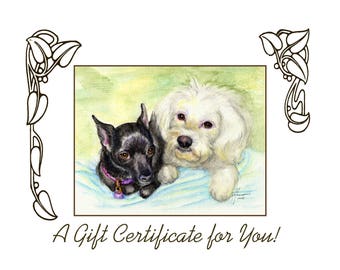 Gift Certificate TWO Pet Portraits in One Painting