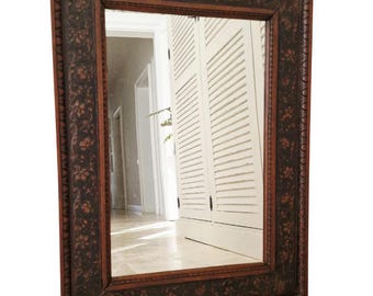 Miroir De Table Rectangle – Cadre Bois Noir Et Nacre – 45x25 Cm – Occasion