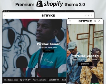 STRYKE Shopify Theme, Urban Streetwear Clothing Brand, Bold Fashion Boutique Website Design, Dark Ecommerce Apparel Shopify 2.0