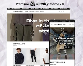 OtakuDrip Shopify Theme, Japanese Streetwear Clothing Store Template, Anime Fashion Brand Website, Urban Harajuku Shopify 2.0 Design