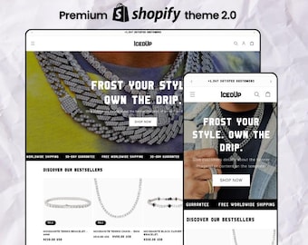 IcedUp Shopify Theme for Hip Hop & Iced Out Jewelry Store, Luxury Diamond Streetwear Jewelry Brand Website Template, Shopify 2.0