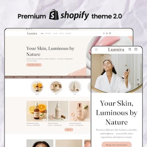 Lumira Shopify Theme | Premium Skincare & Beauty eCommerce Template, Minimal e Modern Design